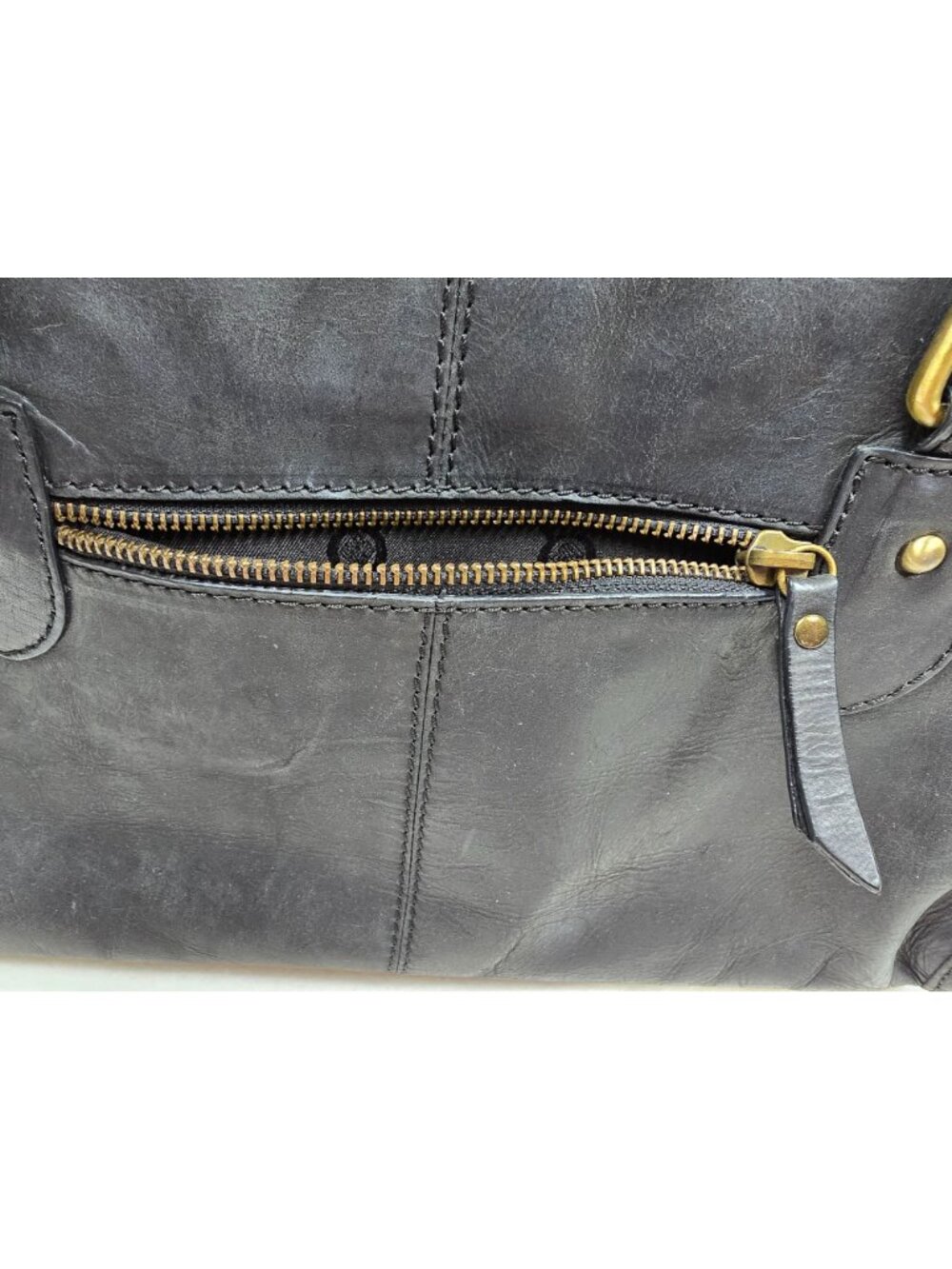 Born Black Leather Handbag With Double Handles & Zipper Closure - Picture 9 of 13